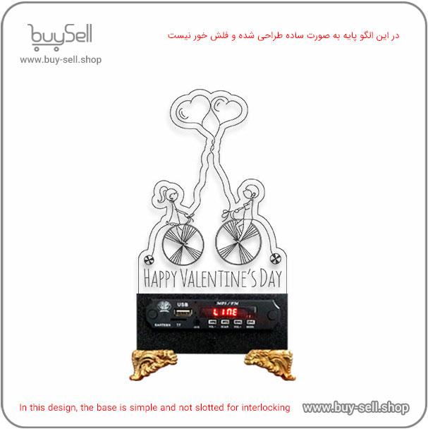 الگوی برش لیزری چراغ خواب دو بعدی ولنتاین مدل عشق دوچرخه ای