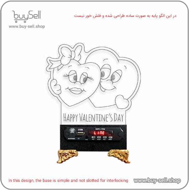 الگوی برش لیزری چراغ خواب دو بعدی ولنتاین مدل قلب پاپیونی