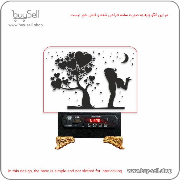 الگوی برش لیزری چراغ خواب دو بعدی ولنتاین مدل تندباد عشق