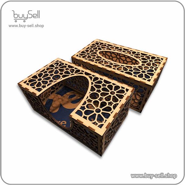 طرح برش لیزری جعبه دستمال کاغذی مدل برگی
