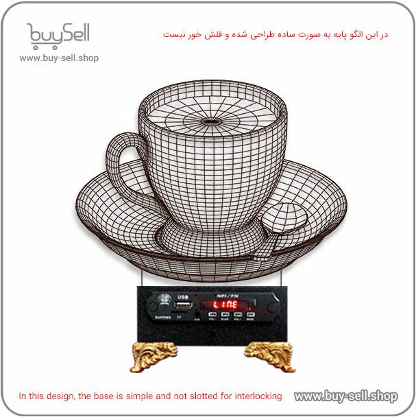 الگوی برش لیزری چراغ خواب بالبینگ سه بعدی مدل فنجان