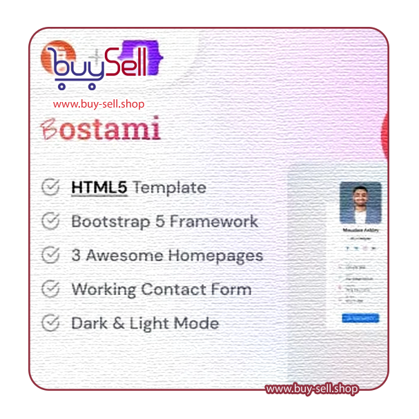 قالب Bostami بوستامی قالب HTML پورتفولیو شخصی