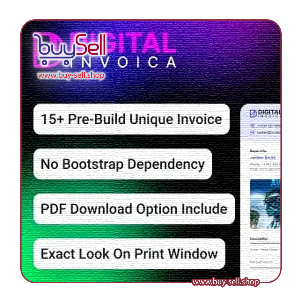 دانلود Digital Invoica قالب صورتحساب HTML